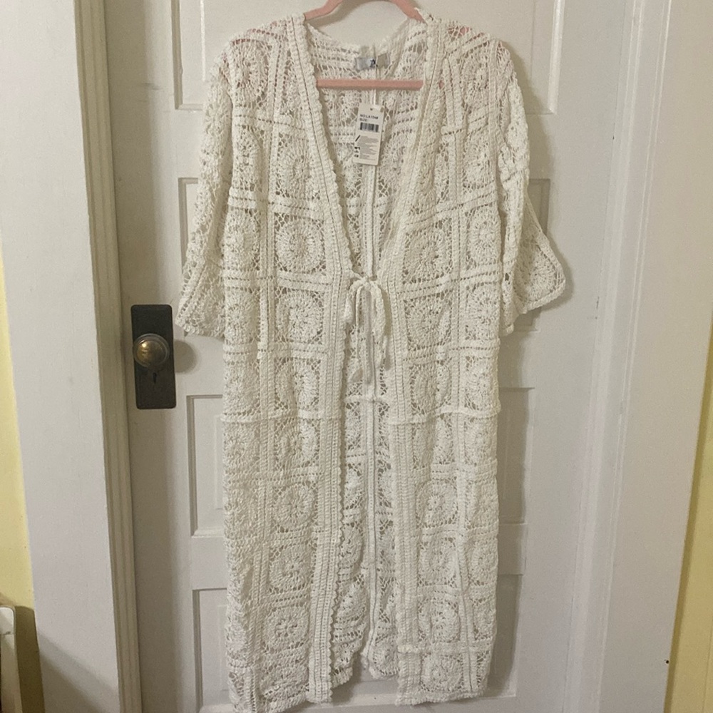 Elegant White Crochet Cardigan